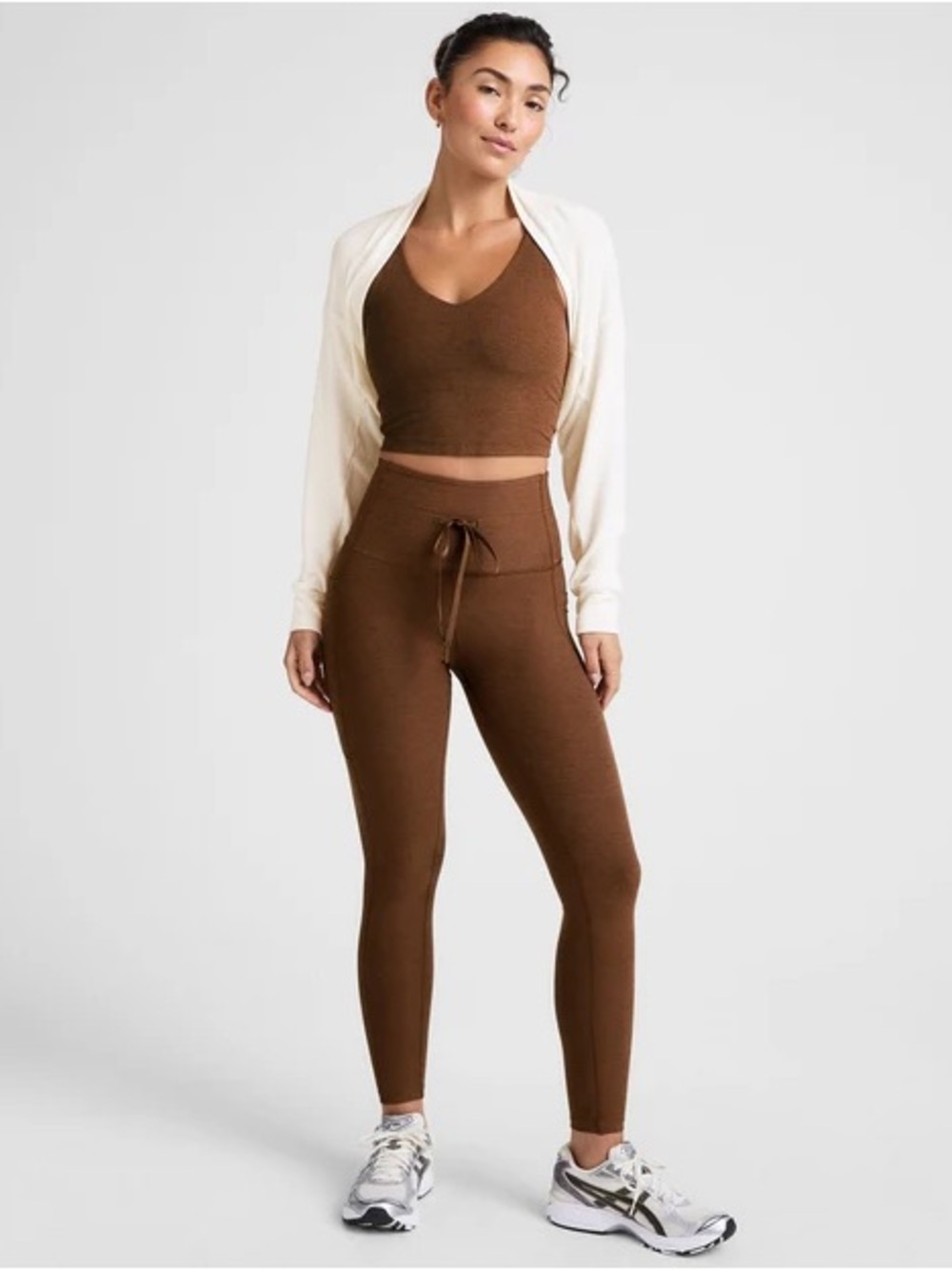 New Beyond Yoga Spacedye Go Pocket Midi Legging Bold Mocha Heather Size XS $108